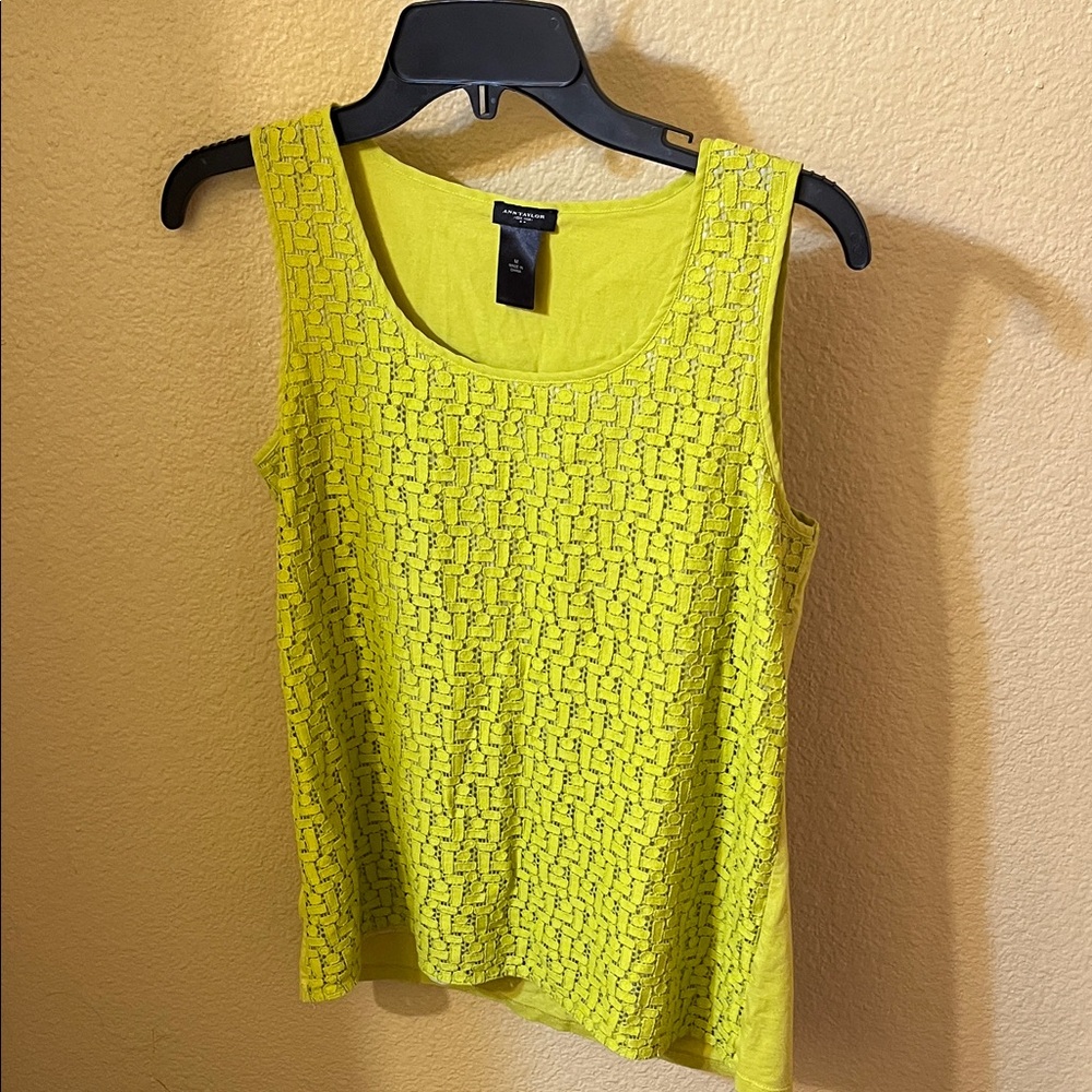 Ann Taylor Bright Yellow Textured Tank Top